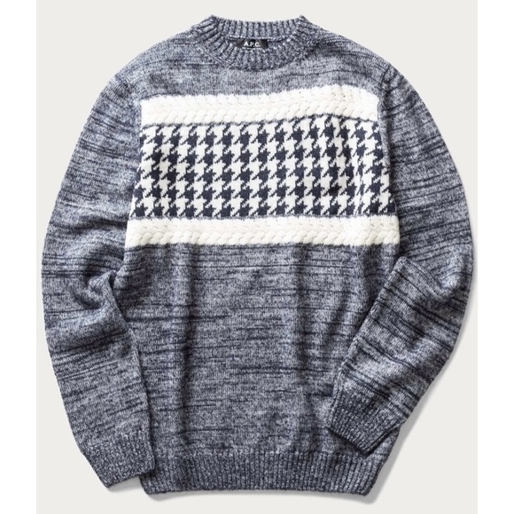 A.P.C. Houndstooth Wool and Mohair Blend Knit Sweater - Picture 1 of 6